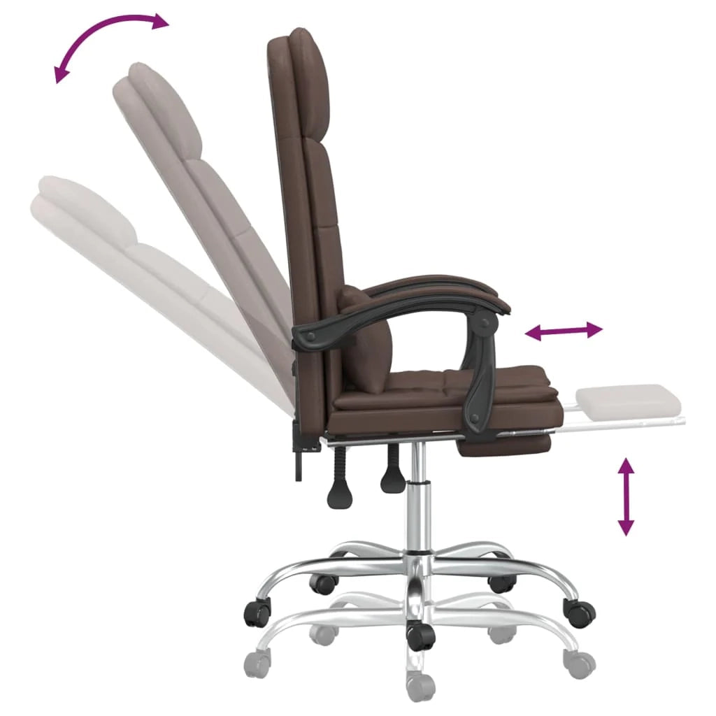 Poltrona massaggiante reclinabile per ufficio computer studio similpelle marrone 02_0025409