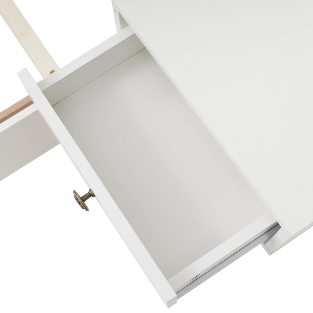 Letto Matrimoniale 140x200 cm - 2 Comodini LED; USB e Type-C - in Legno - Bianco Rovere