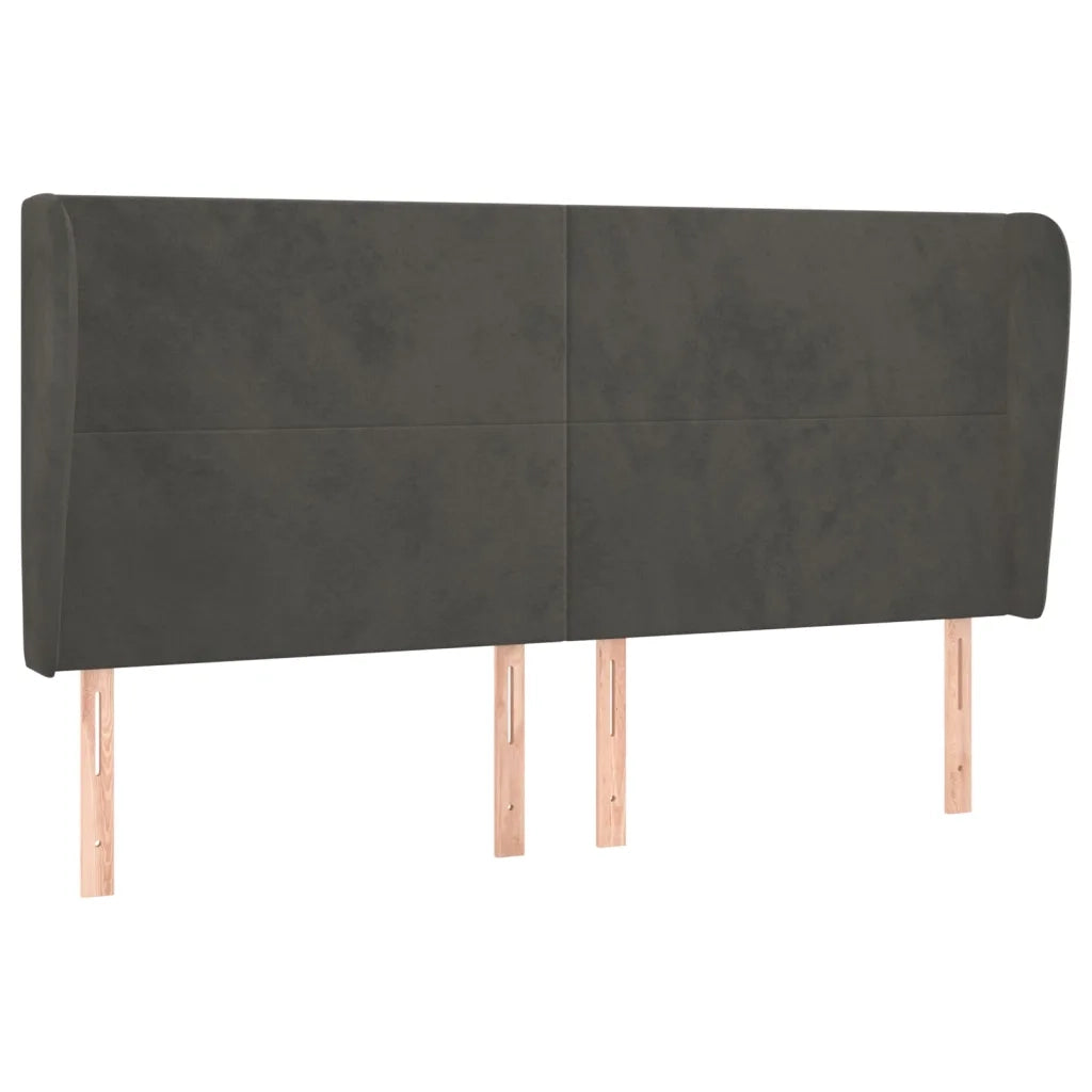 Testiera | Testata ad Orecchio GrigioScuro 183x23x118/128cm in Velluto