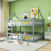 LETTO a soppalco per bambini 140x200 cm in legno grigio con scala