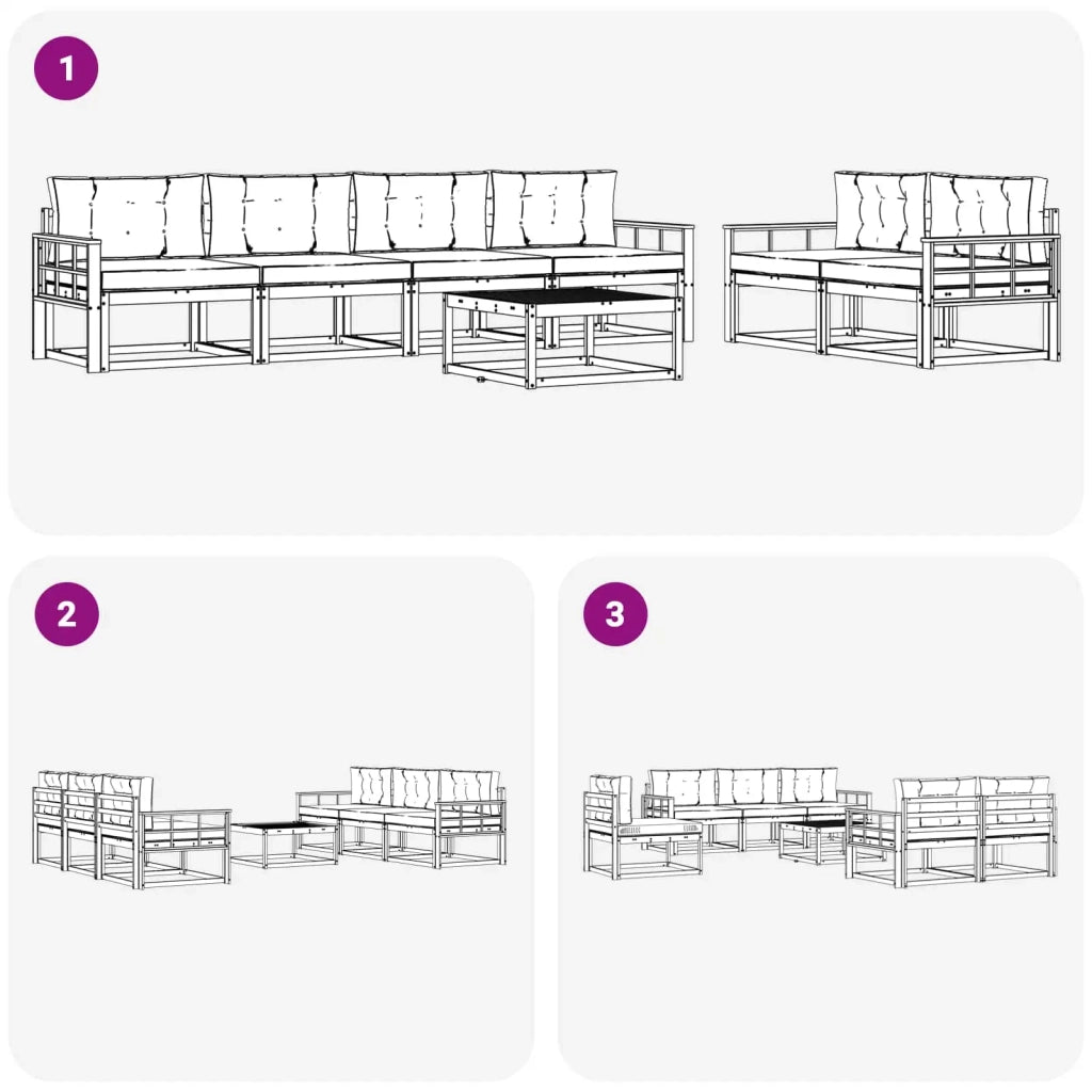Set di divani da esterno 6 pcs Bianco e Grigio Chiaro 3386105