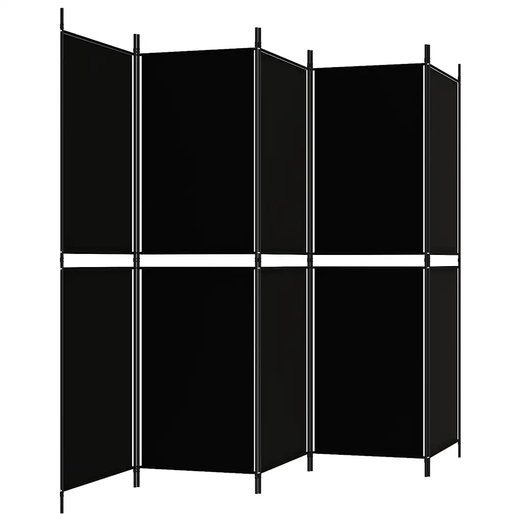 Divisorio Ambienti | Divider per stanze | Paravento a 5 Pannelli Nero 250x180 cm in Tessuto