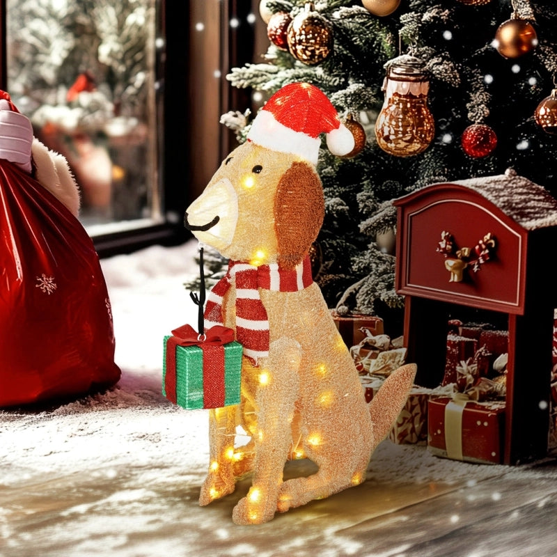 Decorazione natalizia, cucciolo di Natale illuminato con 74 luci LED bianco caldo, 64 x 20 x 70 cm, giallo