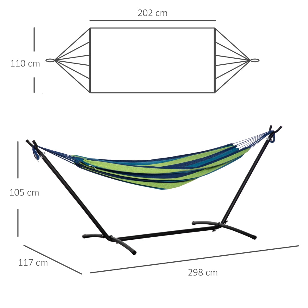Amaca con supporto ¨C zephmum ¨C verde e blu 310x117 cm
