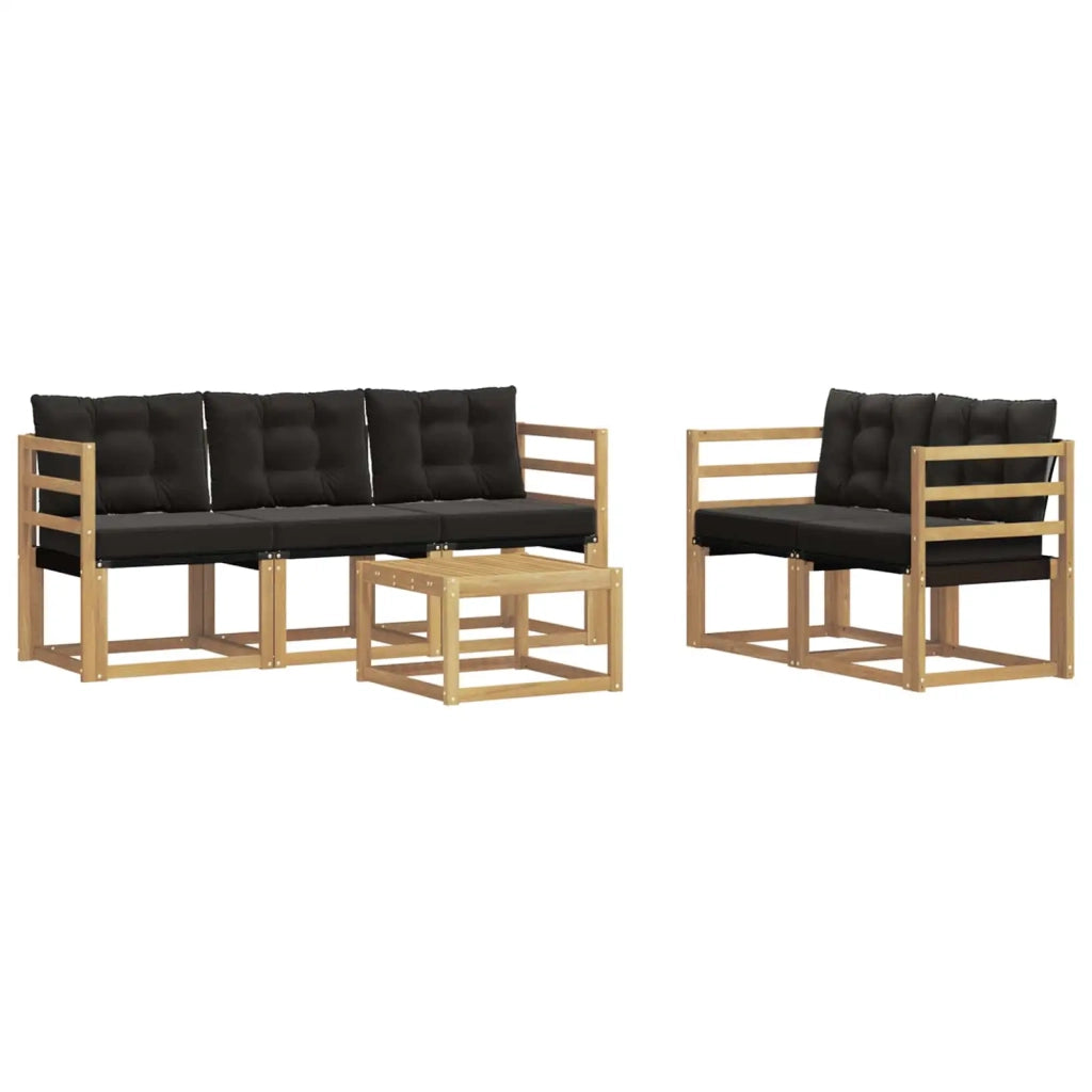 Set di divani da esterno 6 pz Bianco e Nero 3389202