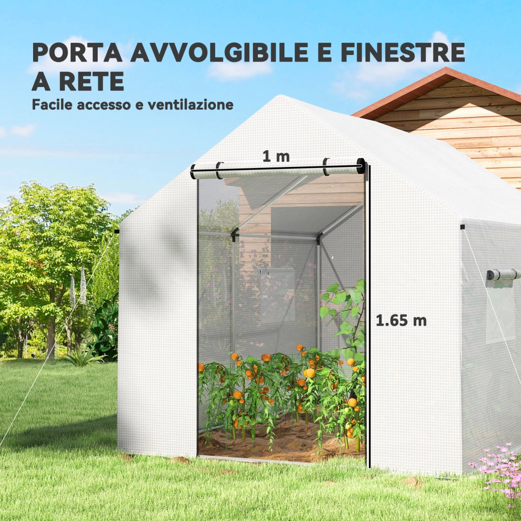 Serra da Giardino ¨C Minimal ¨C Acciaio e PE, Bianco, 2x3x2 m
