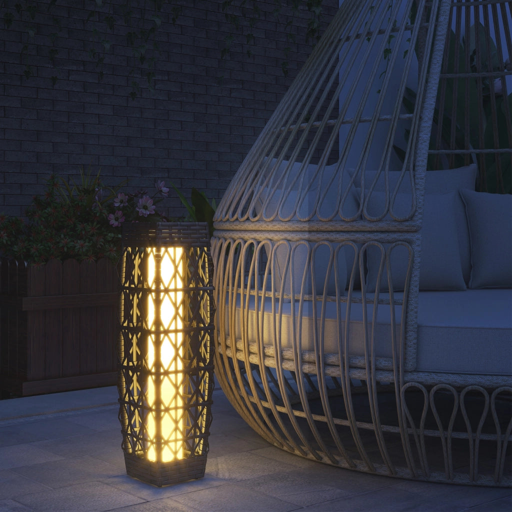 Lampada Solare Rattan Sintetico LED Automatica ¨C Xylo ¨C Grigio 20x20x68cm