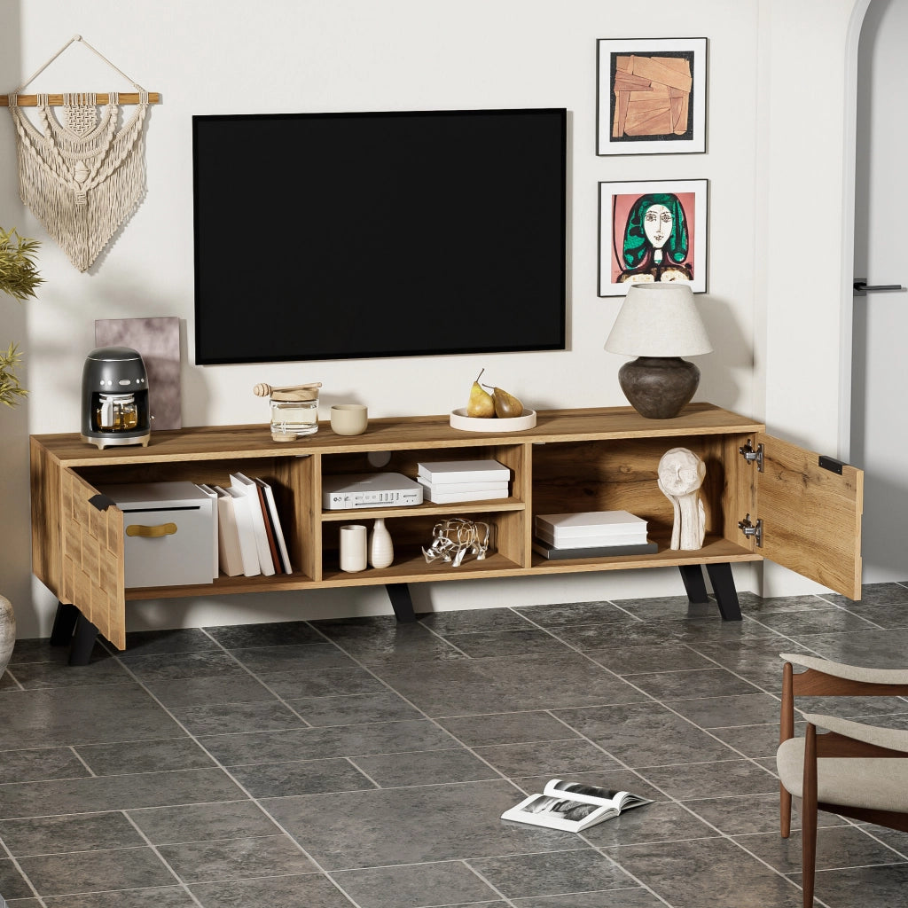 Mobile TV con 2 Ante e 2 Ripiani Aperti ¨C MINIMAL ¨C 160.5x35.5x45 cm