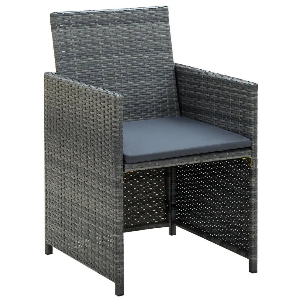Set Divani da Giardino 4 pz con Cuscini in Polyrattan Grigio 43909