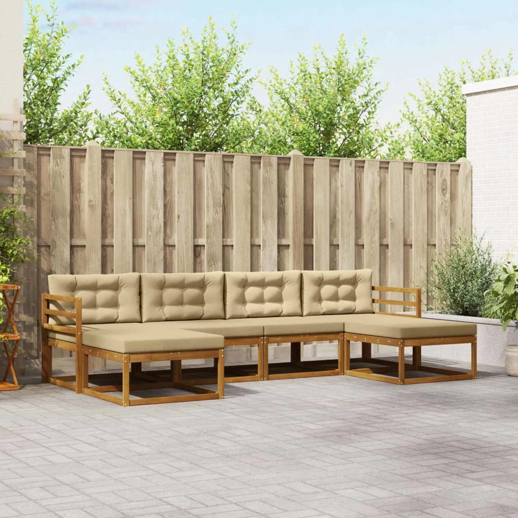 Set di divani da esterno con cuscino 6 pcs Naturale e Beige 3367951