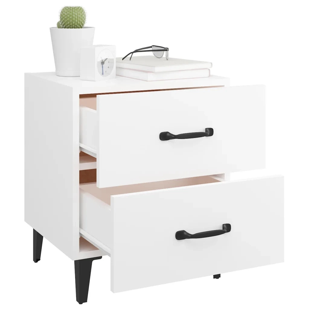 Set di 2 Comodini | Armadio da Notte | Mobiletto da notte Bianchi 40x35x47,5 cm