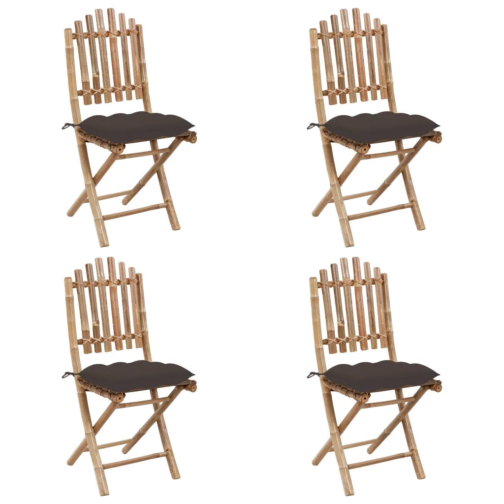 Set da Pranzo da Giardino 5 pz Pieghevole con Cuscini in Bambù 3063983