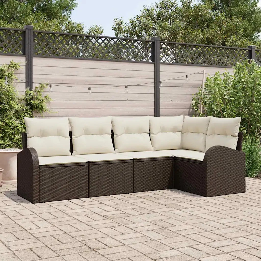Set di divani con cuscino 5 pcs Marrone Poliestere 3346038
