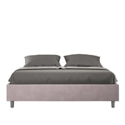 BS COM Letto matrimoniale francese con rete imbottito 140x210 microfibra glicine