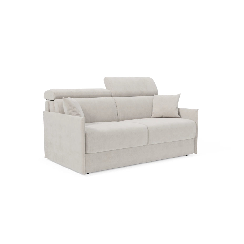 Miryam Divano letto con poggiatesta reclinabili e comfort maxi - design compatto in morbido tessuto smacchiabile T31 169 cm bianco