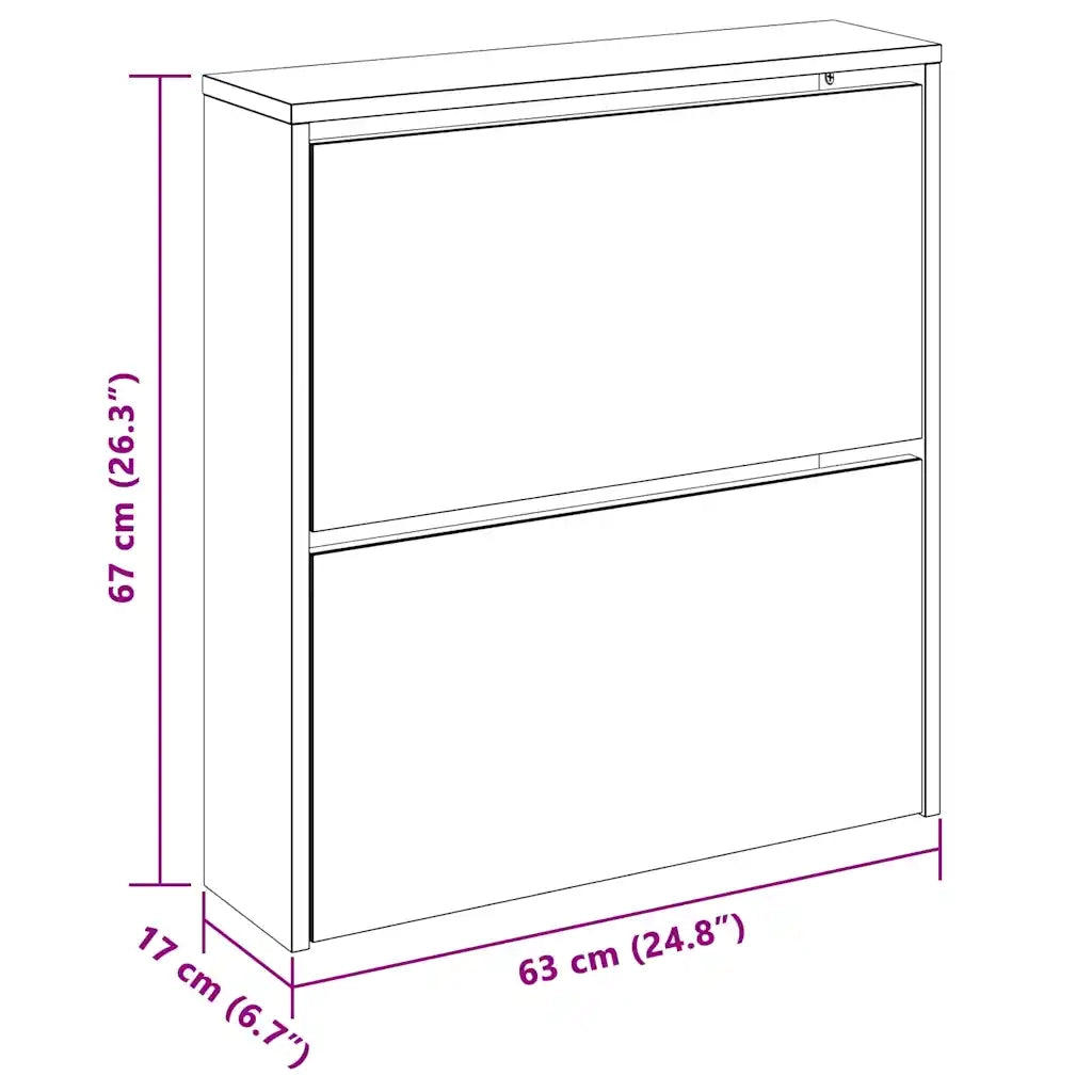 Scarpiera con Specchio a 2 Livelli-Mobile con specchio Rovere fumo 63x17x67 cm