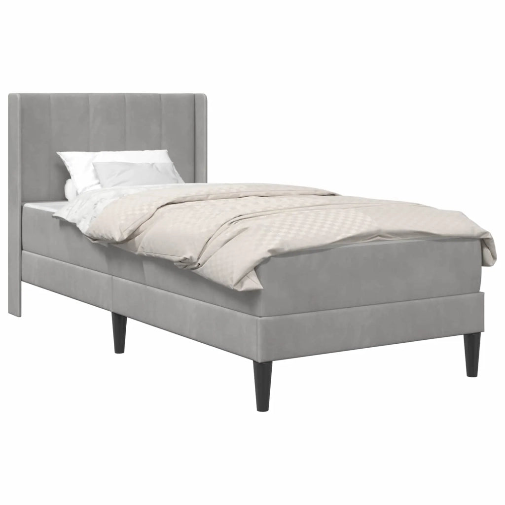 Struttura letto con materasso-Giroletto Grigio Chiaro 90 x 190 cm Velluto 388432
