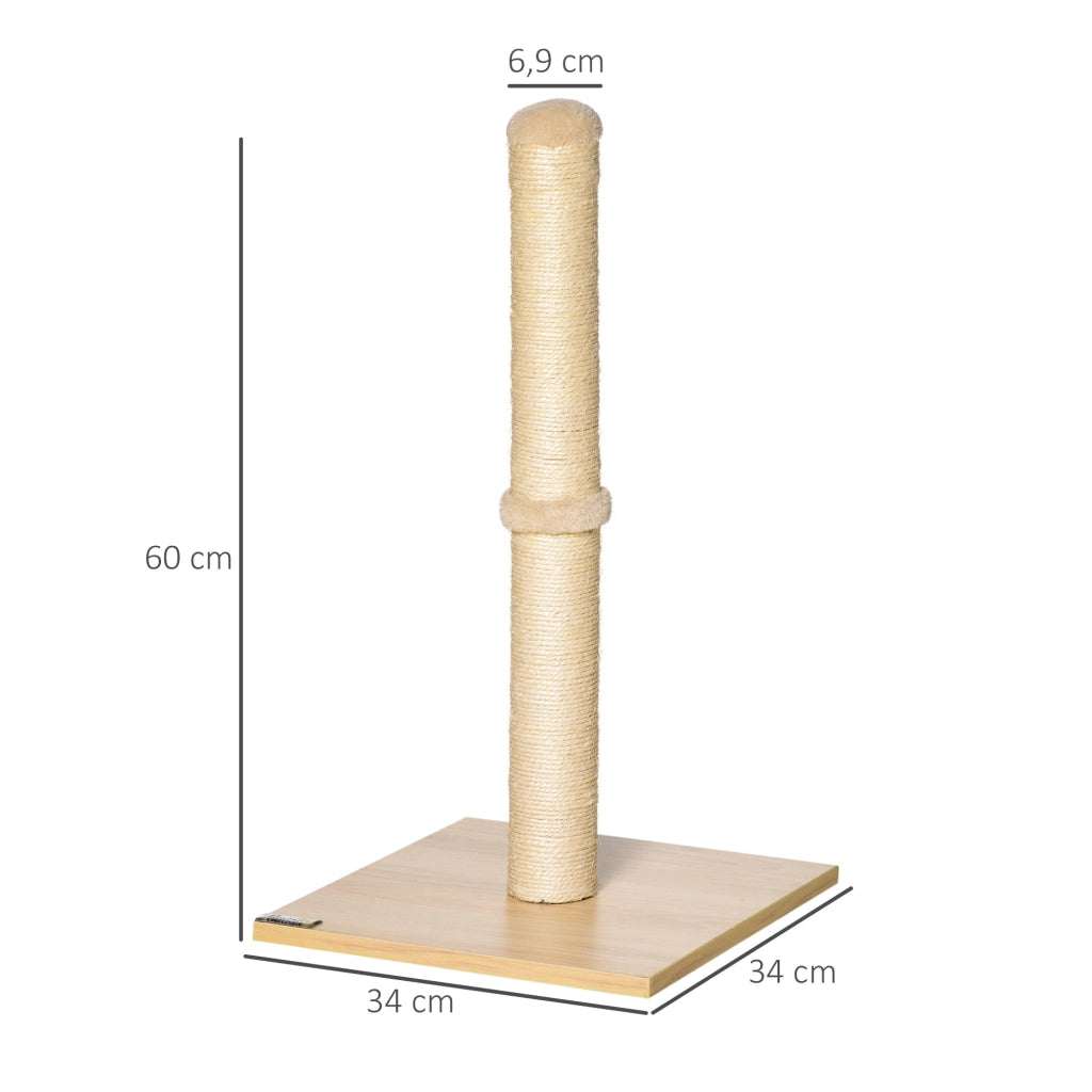Albero tiragraffi per gatti con sisal ¨C Minimal ¨C Beige e quercia 60 cm