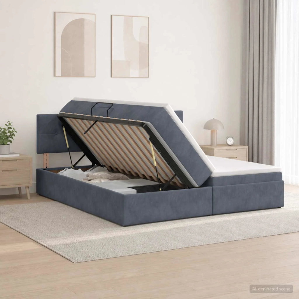 Letto con contenitore LED e materasso Grigio Scuro 180 x 200 cm 3459385