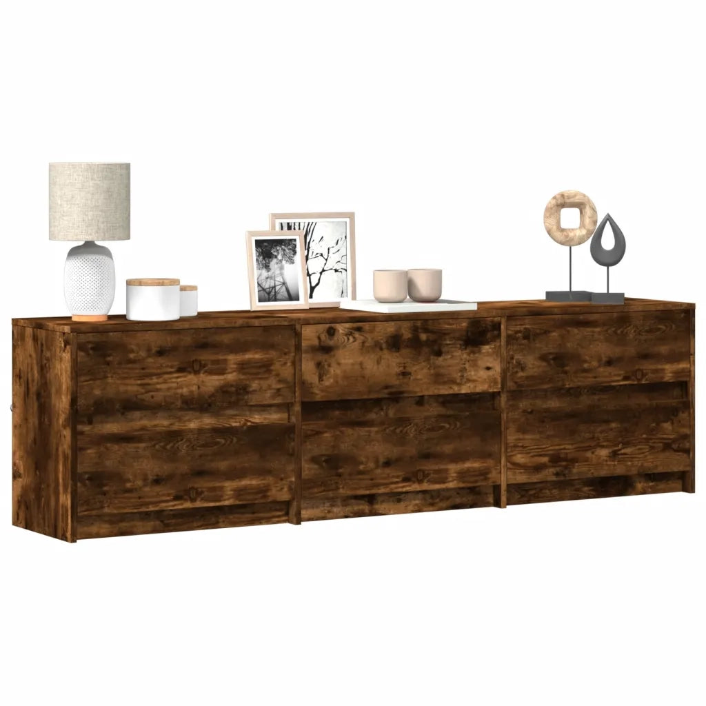 Mobile Porta TV con LED-Mobile per TV-Credenza TV Rovere Fumo 180x34x50cm in Truciolato 713221