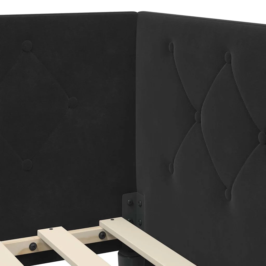 Cornice del letto ad angolo Nero 100 x 200 cm Velluto 42016548