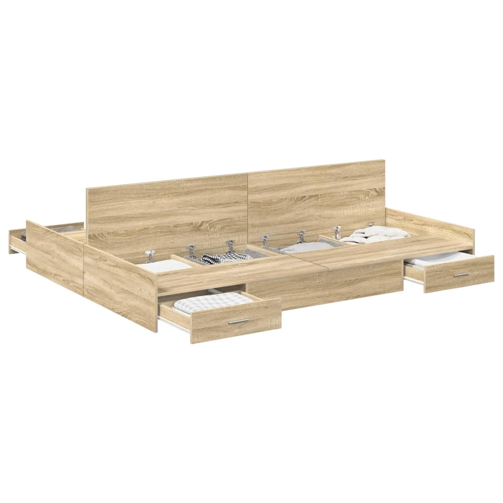 Struttura letto con contenitore Rovere Sonoma 135 x 190 cm 3335319