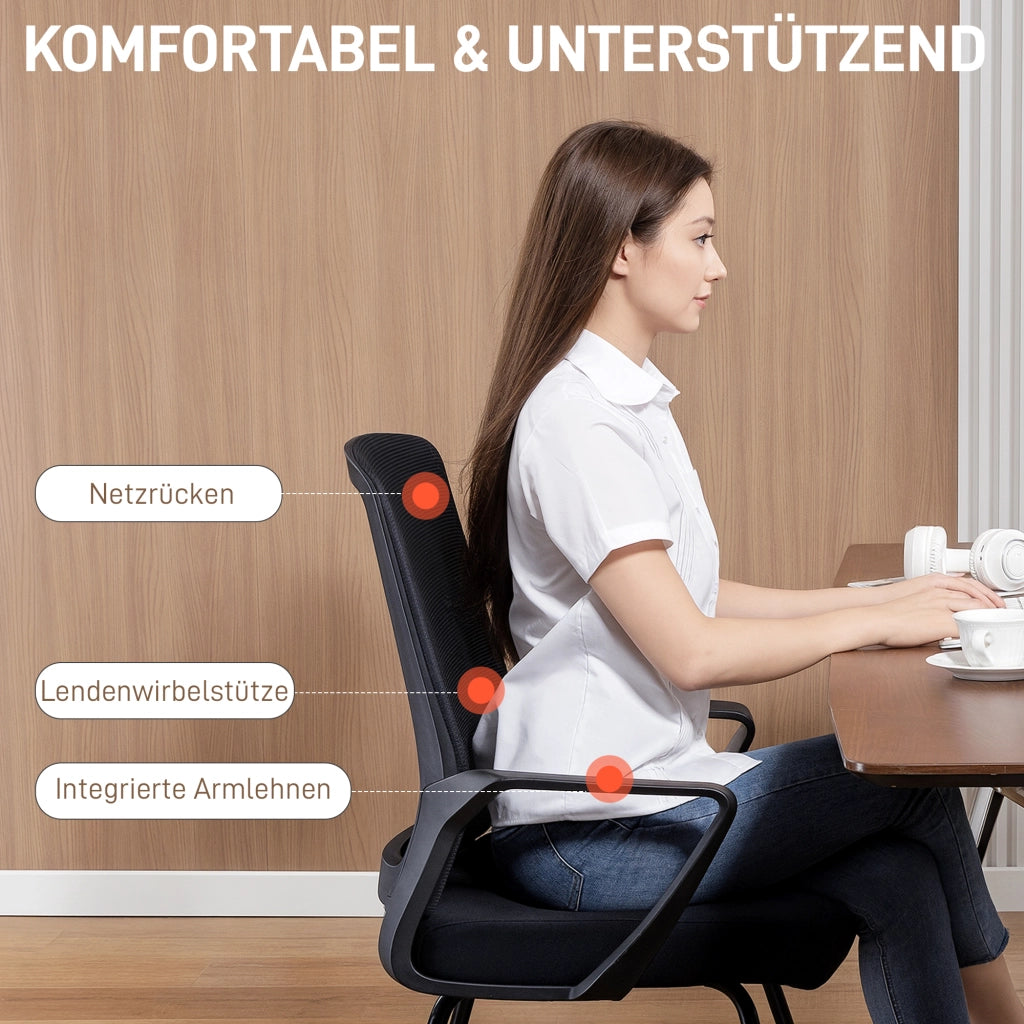 Sedia da ufficio con braccioli e supporto lombare ¨C Minimal ¨C Nero