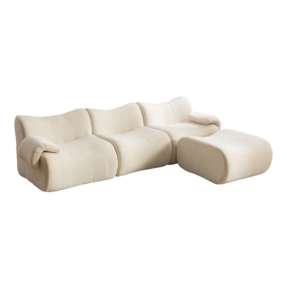 Divano Modulare in Tessuto Chenille ¨C MINIMAL ¨C Beige, Morbido, Antimacchia