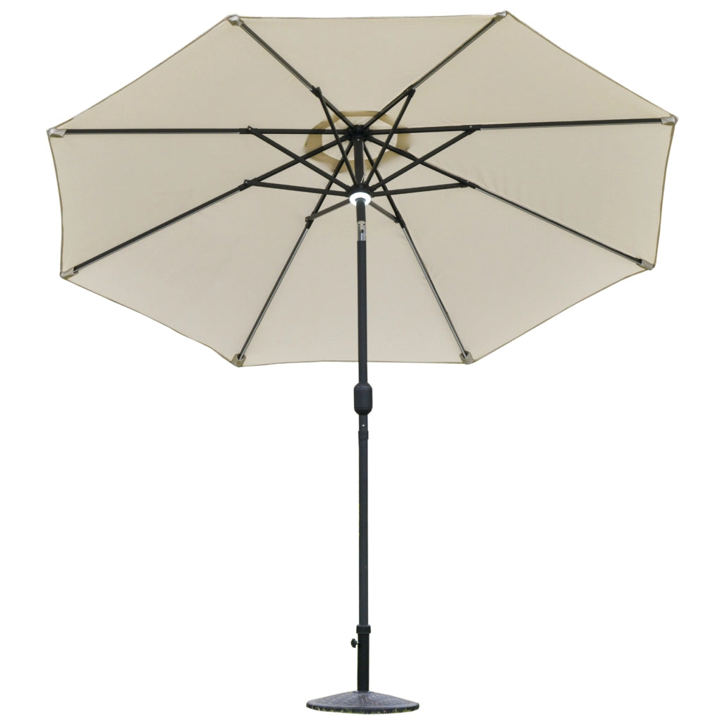 Ombrellone da Giardino con Luci LED e Pannello Solare ¨C Minimal ¨C Crema Bianco 270x245 cm