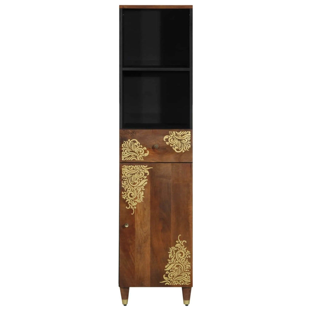 Mobile da Bagno con cassetto marrone ambrato 38 x 33 x 160 cm 4018758