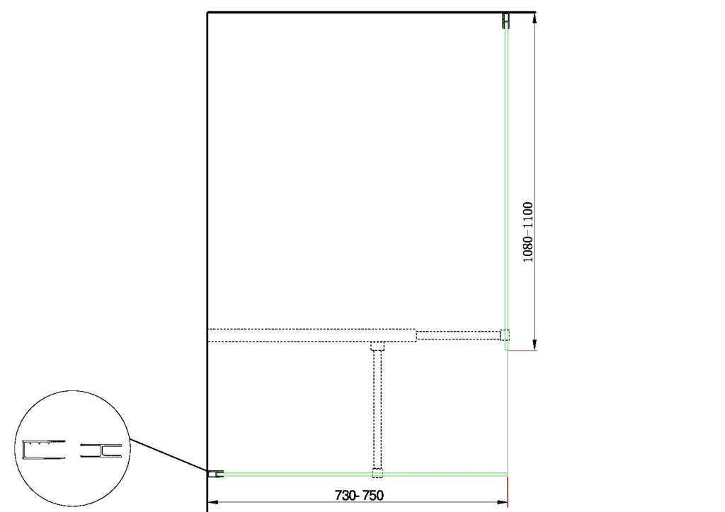 Doppia Parete Doccia Walk-in Con Braccio Di Sostegno Superiore a T Vetro 8 mm Reversibile 73-75 x 108-110 H 200 cm