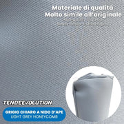 Kit Riparazione Tessuto Cielo Auto - Nido D'ape Grigio Chiaro Con 2 Colle Spray - Misura 1,50 x 2 m - Adatto anche per Pannelli Portiere e Pantoni