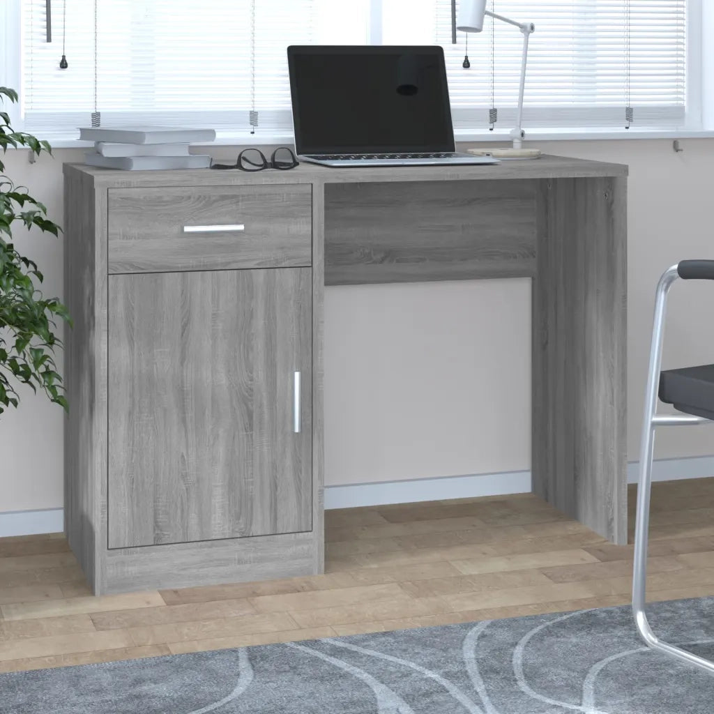 Scrivania | Tavolo da Ufficio Cassetto grigio sonoma 100x40x73cm Legno Multistrato