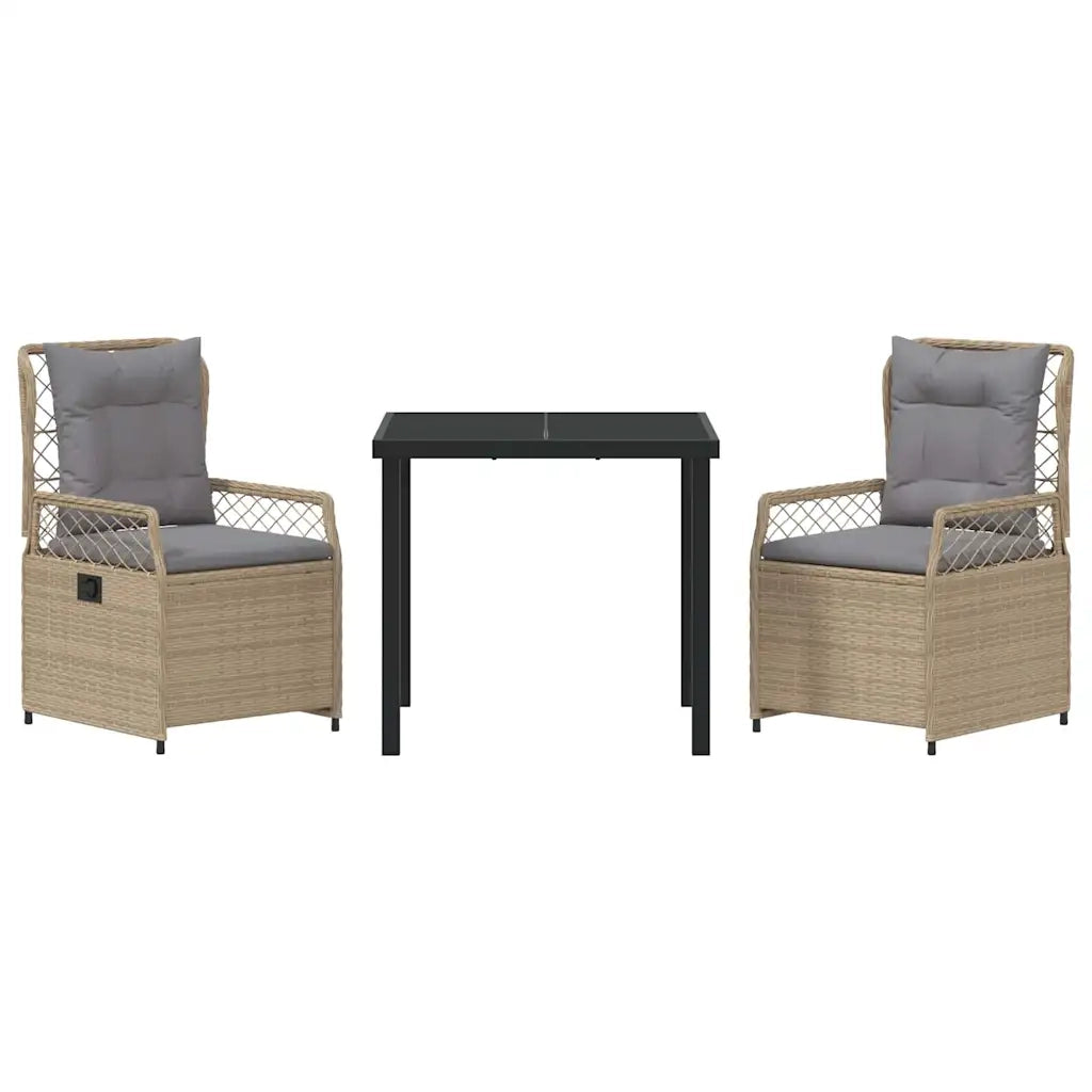 Set da Pranzo per Giardino 3 pcs Beige e Grigio Chiaro
