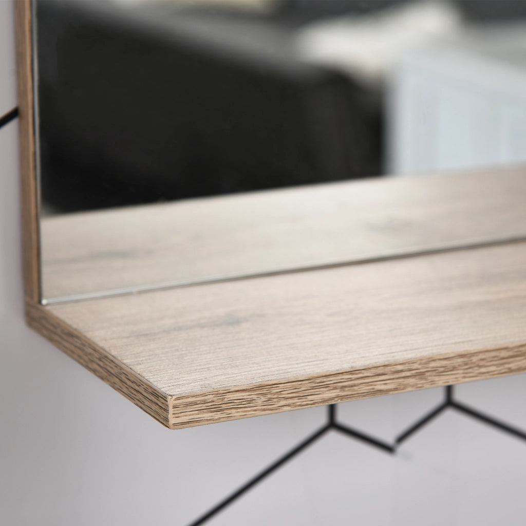 Specchio Bagno con Mobiletto e Ripiani ¨C Minimal ¨C Legno Multistrato Chiaro Grigio