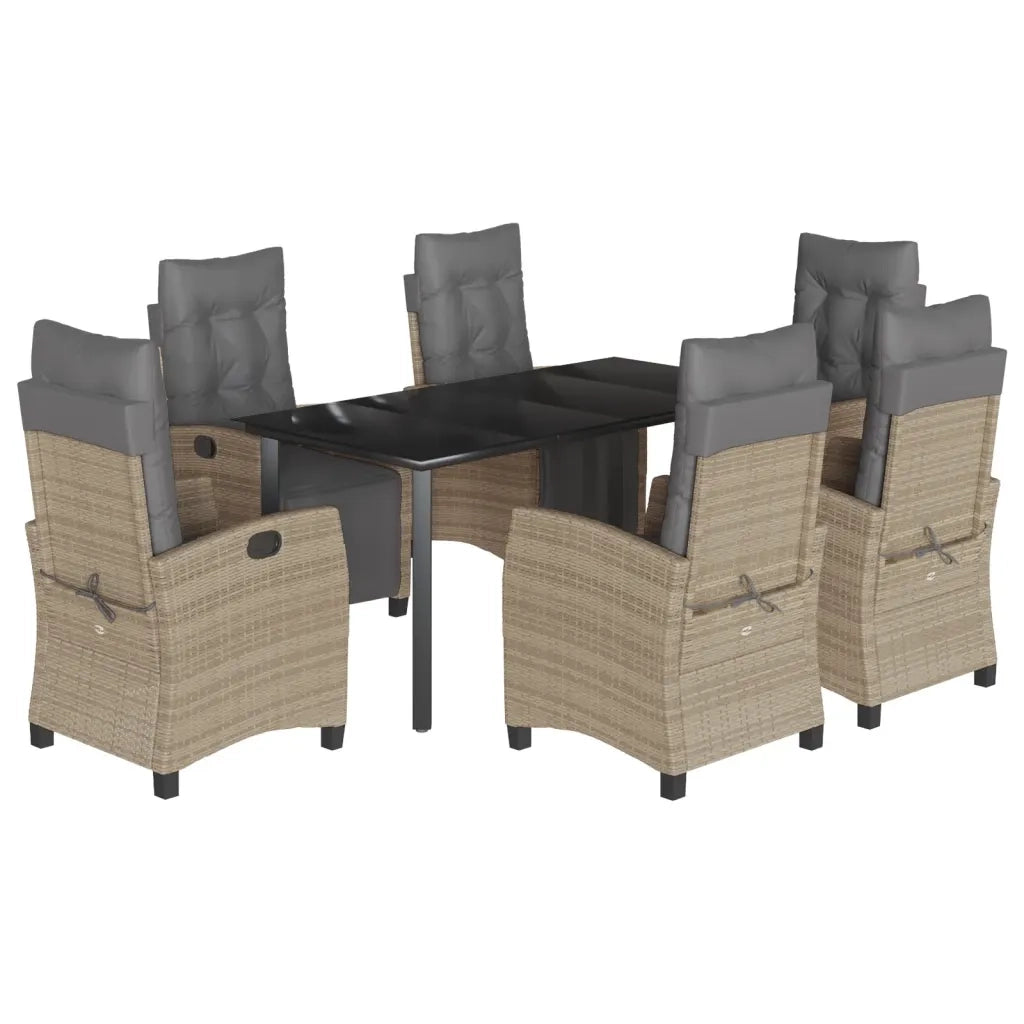 Set Pranzo da Giardino 7 pz con Cuscini Beige Misto Polyrattan 3213027