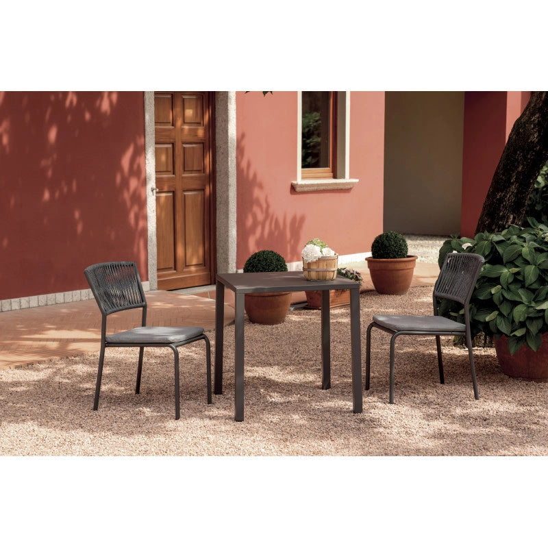 Sedia Modena Set B Alluminio Antracite E Corda Grigia Moia