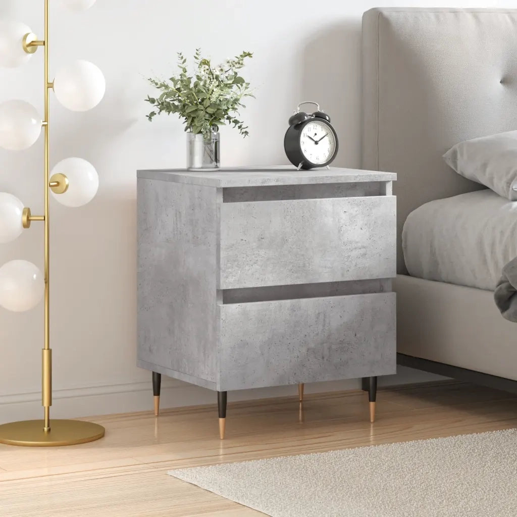 Comodino | Armadio da Notte | Mobiletto da notte Grigio Cemento 40x35x50 cm in Legno Multistrato