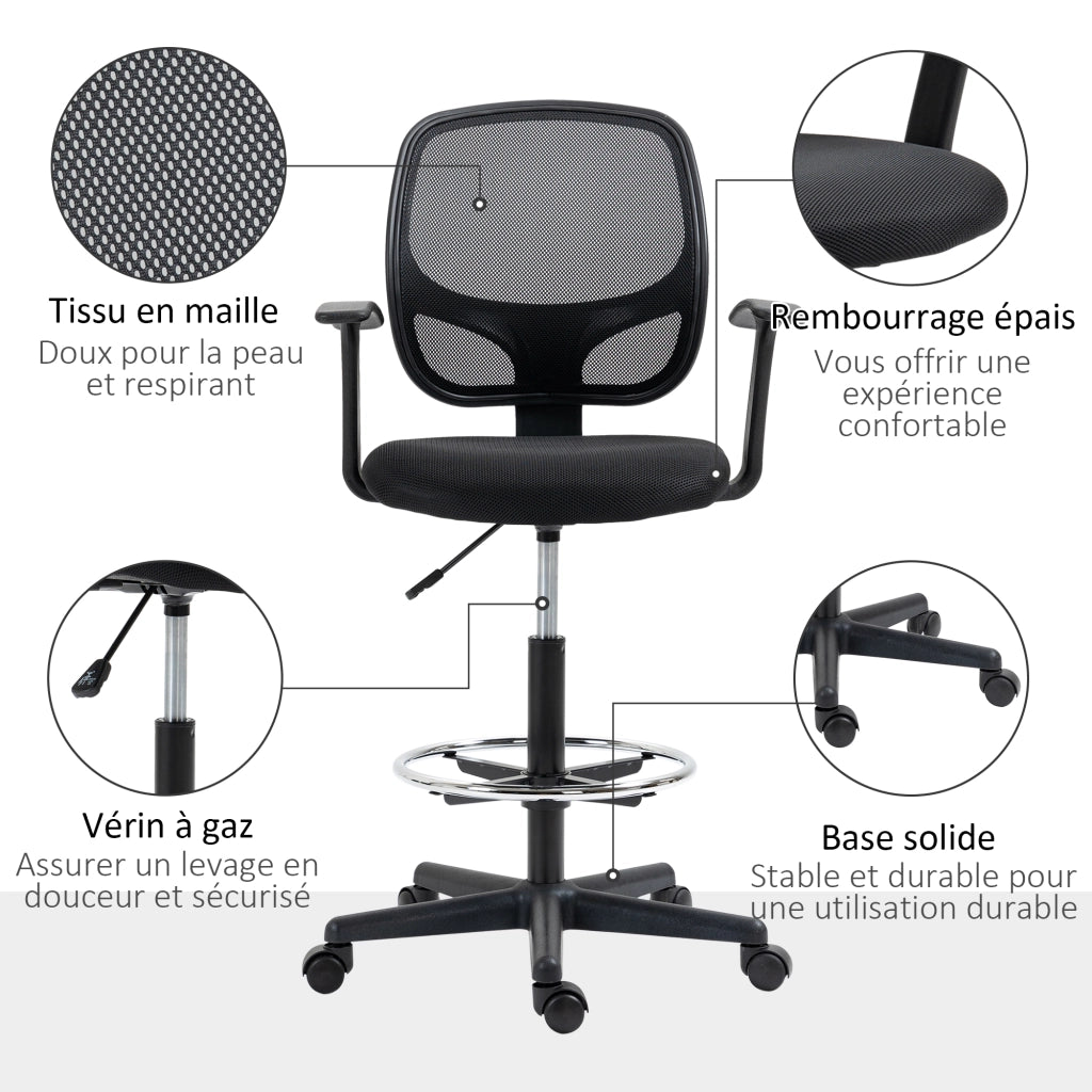 Sedia da ufficio ergonomica con rete ¨C Minimal ¨C nera 60x56x110-132cm