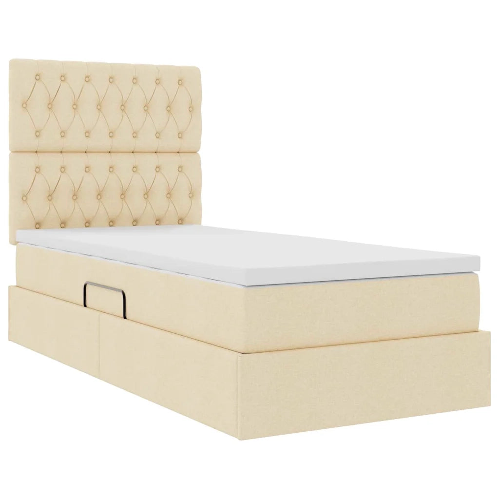 Letto con contenitore e materasso Crema 90 x 200 cm Poliestere