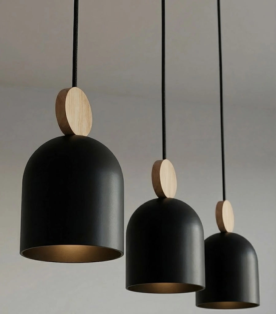 Lampada a sospensione MESI nera legno 3xGU10 Emibig