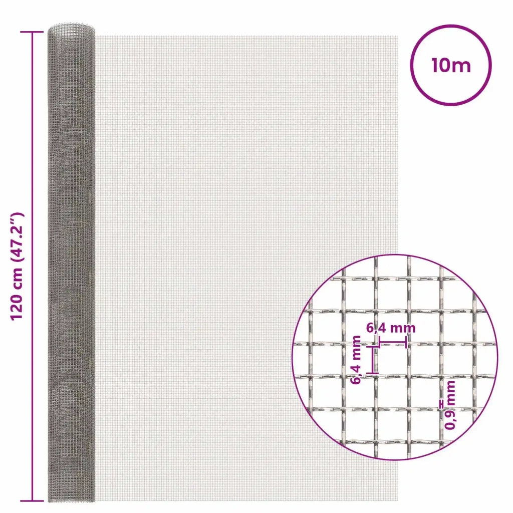 Rete per schermatura 120 x 1000 cm 3 Mesh Argento 42039643