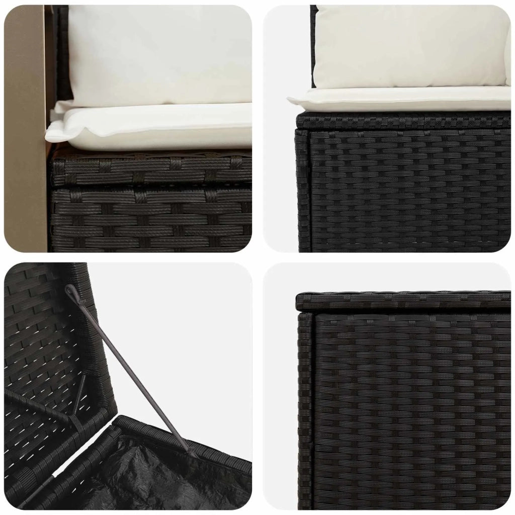 Set di divani 7 pz Nero e Bianco Crema 3448883