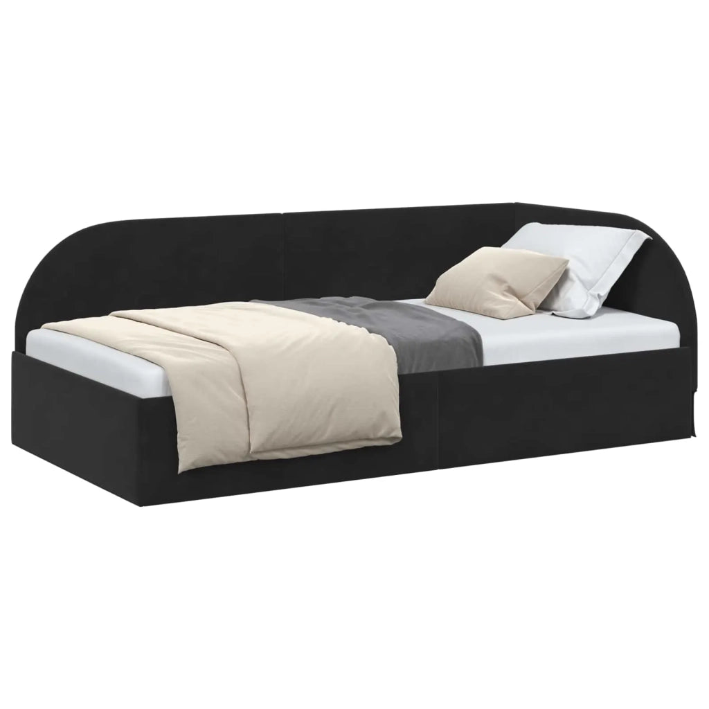 Cornice del letto ad angolo Nero 80 cm x 200 cm Velluto