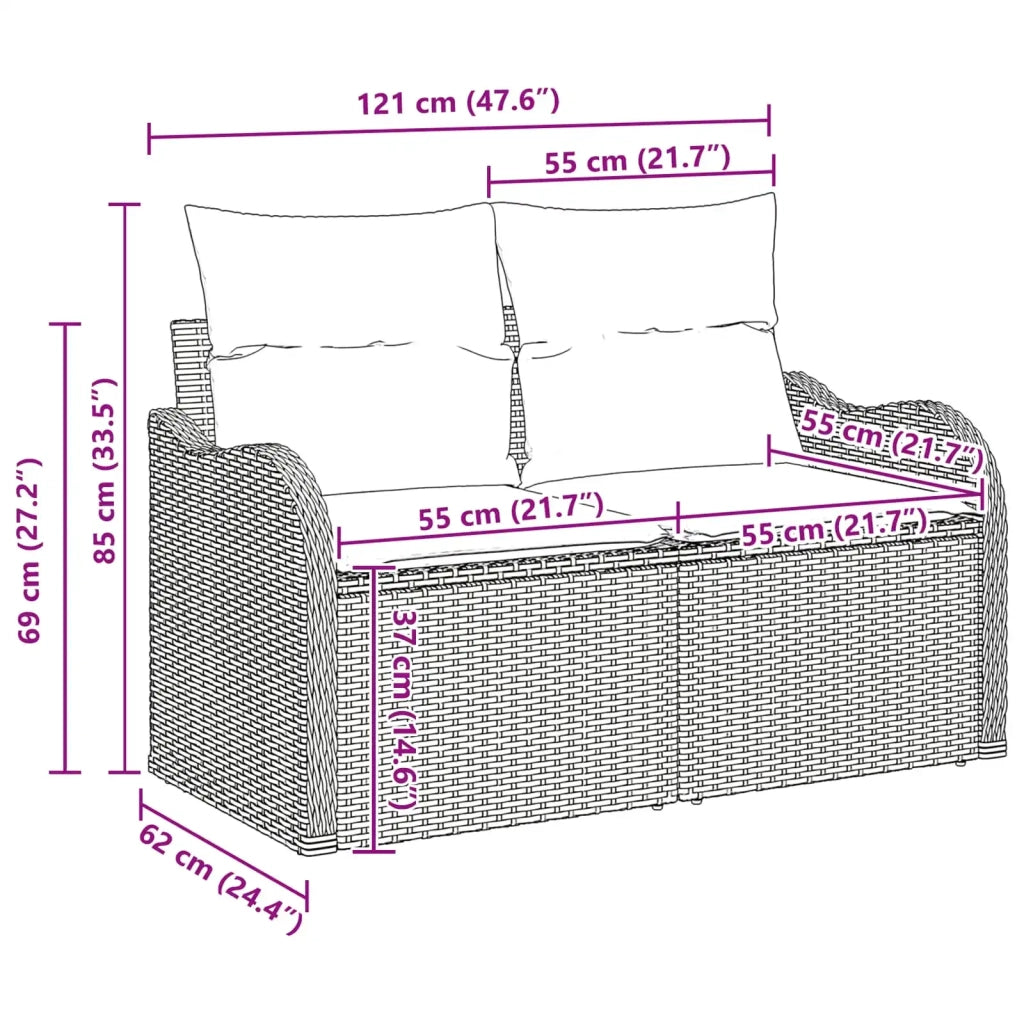 Set Divano da Giardino Grigio polyrattan 3345705