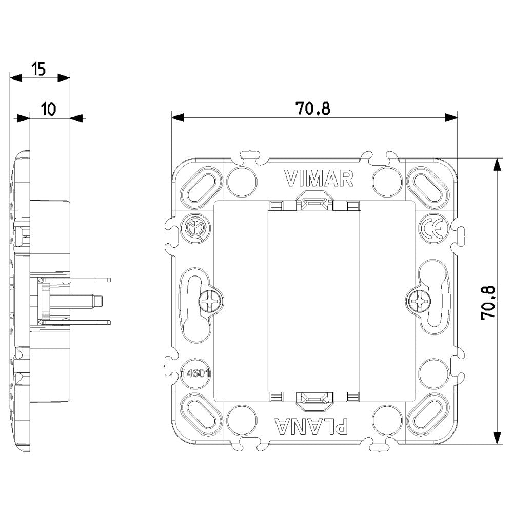 Vimar supporto 1 modulo con griffe per scatole ø 60 mm da incasso
