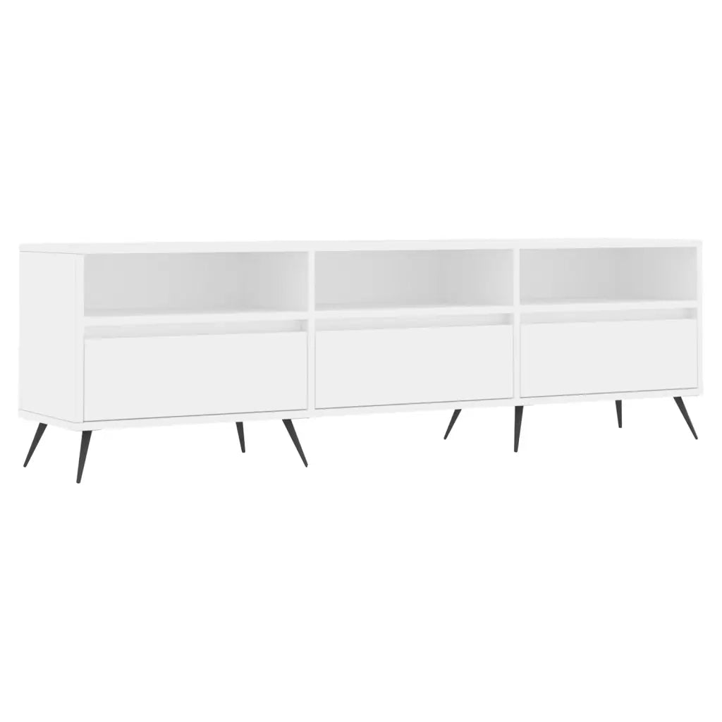 Mobile porta TV con ampio vano contenitore per soggiorno 150 x 30 x 44,5 cm legno composito bianco 02_0048967