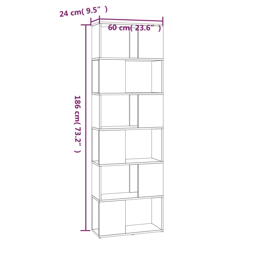 Libreria Divisorio-Scaffale per Libri-Mobile di Stoccaggio Grigio Sonoma 60x24x186 cm