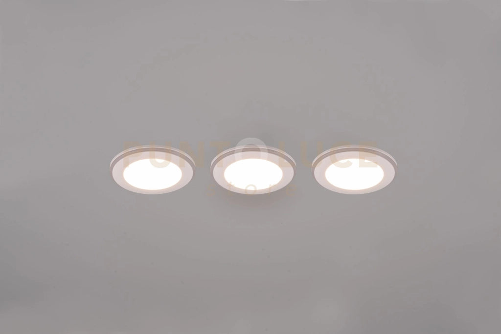 ARGUS KIT 3 FARETTI DA INCASSO LED 1W-4W 350lm, 3000K ROTONDI BORDO BIANCO + FUNZIONE RGB D. 8,2CM DIMMERABILE