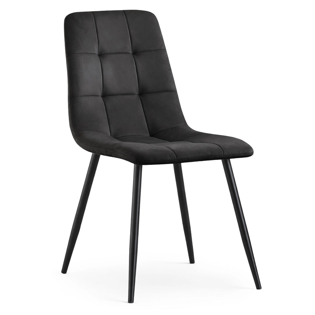 Sedia in velluto trapuntata NERO Nero gambe nere